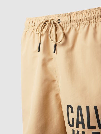 Calvin Klein Underwear Badehose mit Label-Print Beige 2