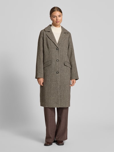 FREE/QUENT Płaszcz z kołnierzem z połami model ‘NADIM’ Jasnobrązowy melanż 4