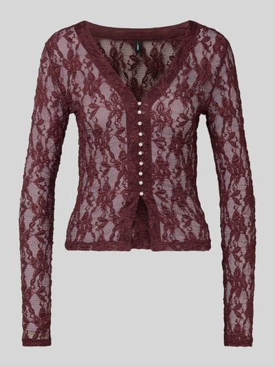 Only Slim Fit Langarmshirt in semitransparenter Optik Modell 'ALBA' Bordeaux 2