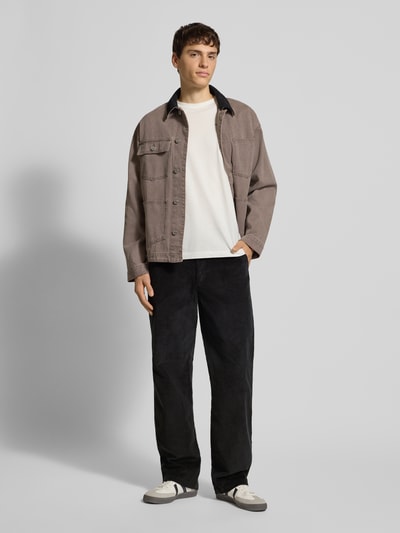 Calvin Klein Jeans Spodnie sztruksowe o kroju straight fit z wpuszczanymi kieszeniami Czarny 1