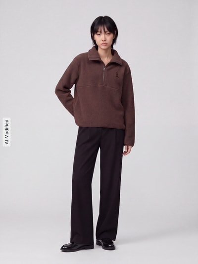 ARMEDANGELS Bluza o kroju oversized z czystej bawełny model 'HAARLEENAA' Ciemnobrązowy 1