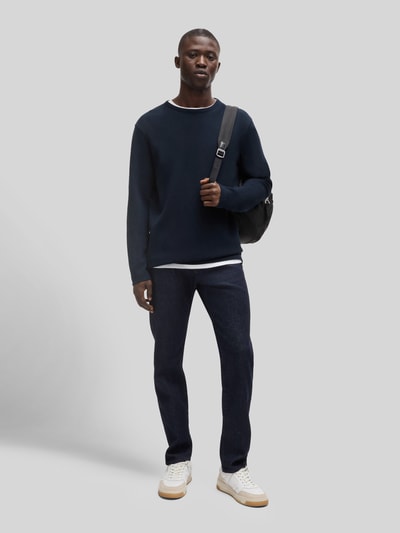 BOSS Orange Regular fit shirt met lange mouwen en wafelstructuur, model 'TEMPESTO' Donkerblauw - 1