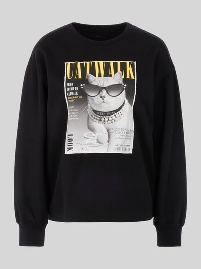 Marc Cain Sweatshirt met catwalk-fotomotief van katoenmix Zwart - 2
