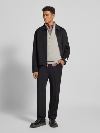 Gant Regular Fit Pullover mit Strick-Optik aus reiner Lammwolle Mittelgrau Melange 1