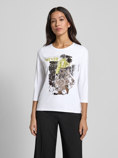 Betty Barclay Bluzka o kroju regular fit z długim rękawem i nadrukiem z napisem model ‘September’ Biały 4