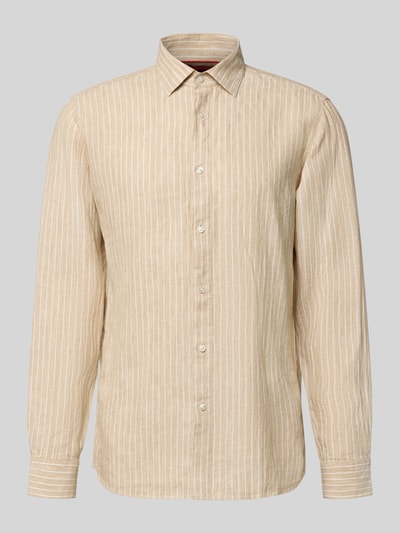 HUGO Modern Fit Freizeithemd aus reinem Leinen Modell 'VALERIO' Sand 2