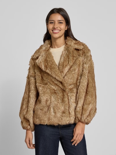 ICHI Jack van imitatiebont met reverskraag, model 'FAZOCA' Lichtbruin - 4