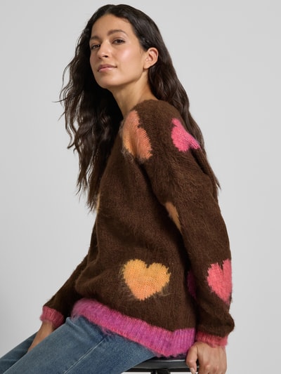 miss goodlife Oversized Strickpullover mit U-Boot-Ausschnitt Schoko 3