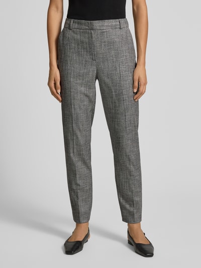 comma Slim fit stoffen broek van viscosemix met persplooien Grafiet - 4