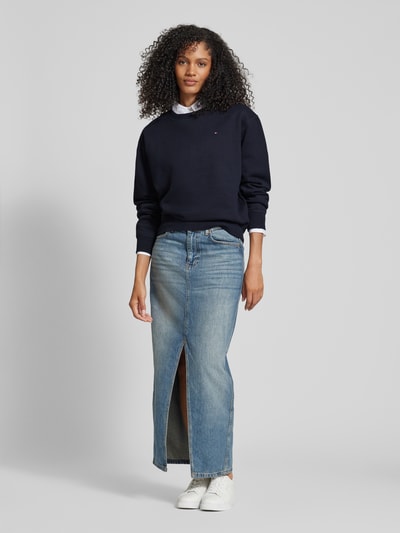 Tommy Hilfiger Sweatshirt mit Label-Stitching und Rundhalsausschnitt Dunkelblau 1