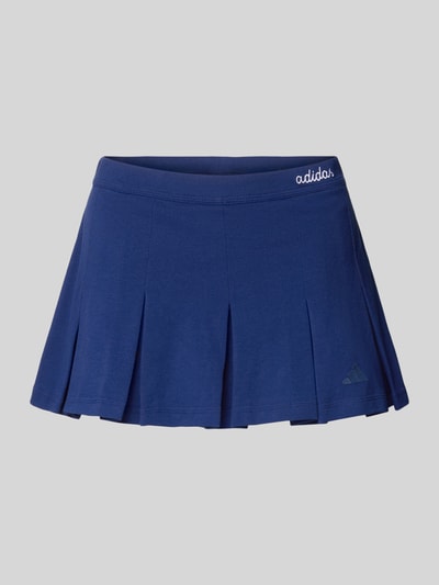 Produktfoto, Ausgestellter Sportrock mit integrierten Tights von adidas Sportswear in Dunkelblau, reine Baumwolle, ausgestellte Form, Logo-Stitching