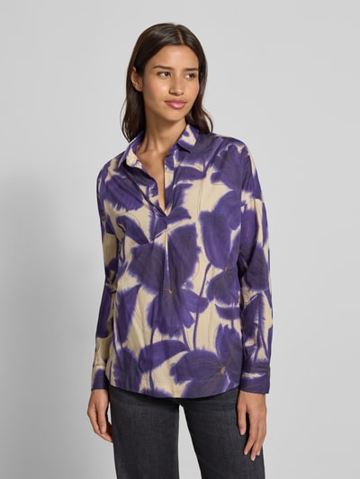 0039 Italy Blouse met lange mouwen met V-hals, model 'DERRY' Violet - 4