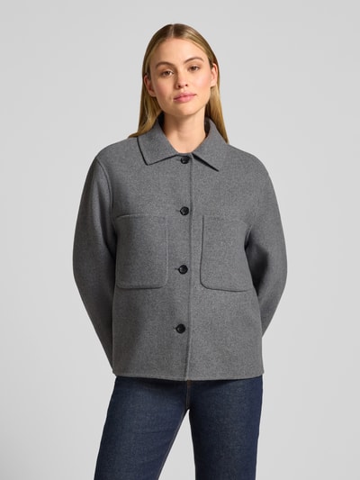 Jake*s Collection Relaxed Fit Jacke mit Lammwoll- und Viskose-Anteil Mittelgrau Melange 4