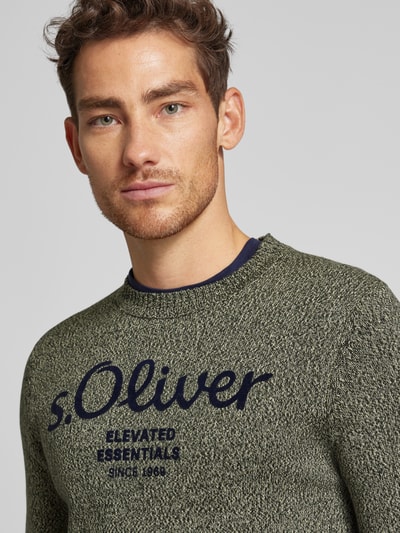 s.Oliver RED LABEL Regular fit gebreide pullover met logo Groen - 3