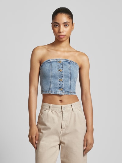 Noisy May Off-Shoulder-Jeansbluse mit Knopfleiste Modell 'FENJA' Jeansblau 4