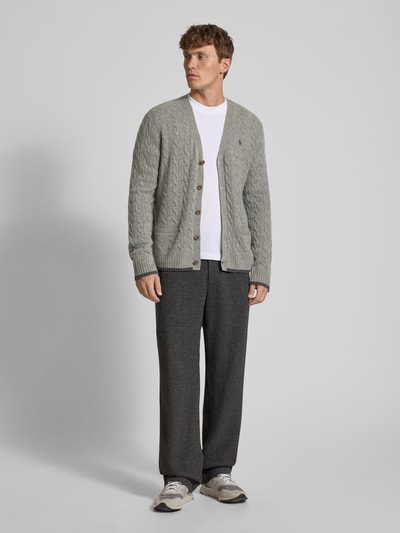 Polo Ralph Lauren Strickjacke mit V-Ausschnitt und Eingrifftaschen Mittelgrau 1