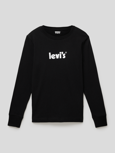 Levi’s® Kids Shirt met lange mouwen en labelprint, model 'POSTER' Zwart - 1