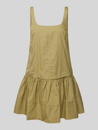 Produktfoto, Minikleid mit Karree-Ausschnitt Modell 'ASTA' von Topshop aus Reiner Baumwolle in A-Linie, beige, strukturierte Oberfläche