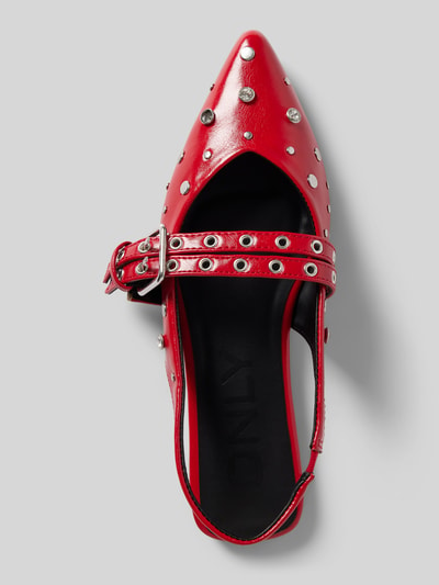 Only Slingback ballerina's met studs, model 'LAURA-5' Rood - 3