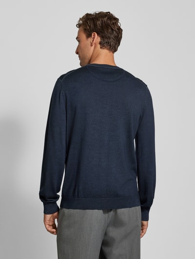 OLYMP Level Five Slim fit gebreide pullover met ronde hals Marineblauw - 5