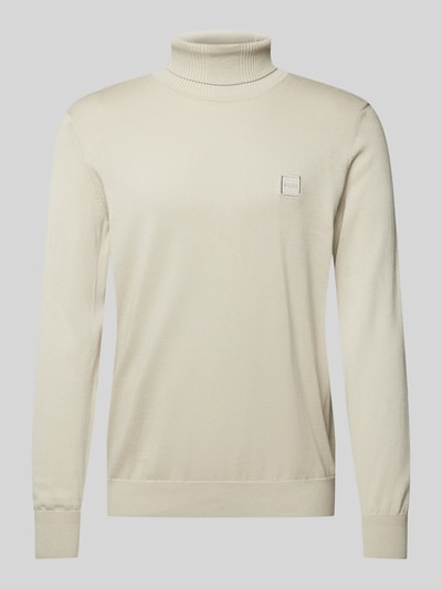 BOSS Orange Rollkragenpullover mit Label-Detail Modell 'Akiro' Sand 2