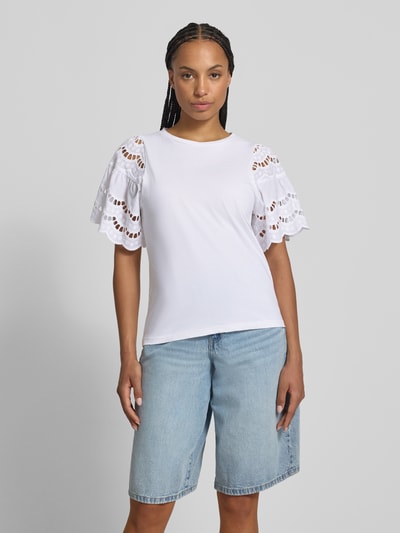 Soyaconcept T-Shirt mit Lochstickerei Modell 'LORAINE' Weiss 4