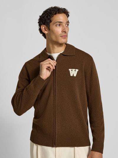Wood Wood Cardigan van wol met tweewegritssluiting model 'Tay' Hazelnoot - 3