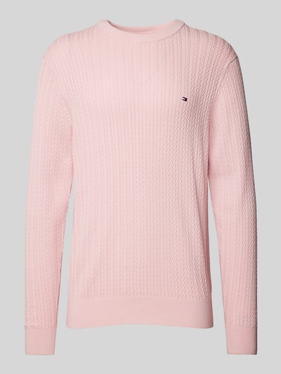 Tommy Hilfiger Slim Fit Strickpullover mit Fischgrät-Struktur Pink 2