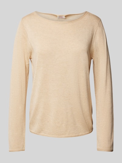 s.Oliver RED LABEL Regular fit fijngebreide pullover met rolrand Beige - 2