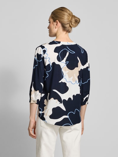 Tom Tailor Loose fit blouse met korte mouwen van pure viscose met all-over motief Offwhite - 5