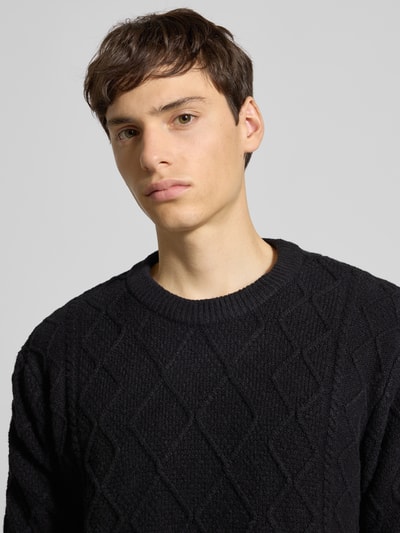 JACK & JONES Strickpullover mit Rundhalsausschnitt Modell 'CAMBRIDGE' Black 3