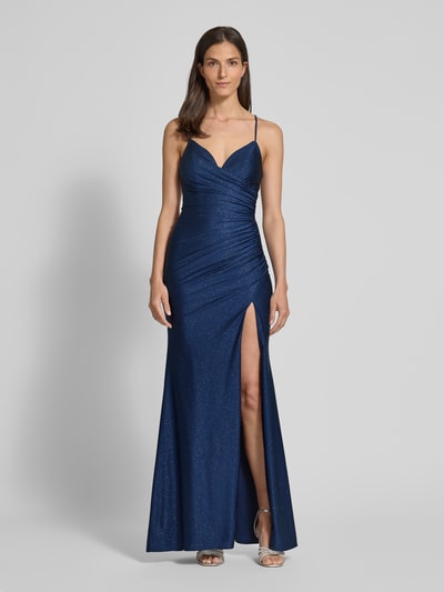 Mascara Abendkleid mit Gehschlitz und Herz-Ausschnitt Marine 4