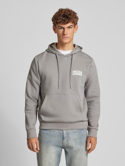 Jack & Jones Hoodie mit Label-Print Modell 'ECORP' Hellgrau 4