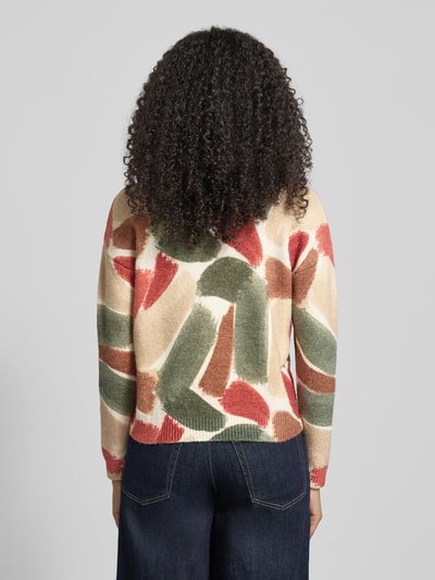 Apricot Strickpullover im Allover-Look mit Rundhalsausschnitt Gruen 5