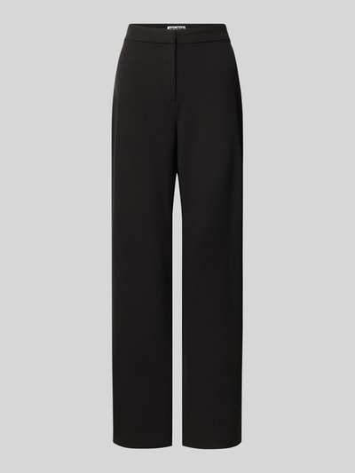 Produktfoto, Wide Fit Stoffhose mit Viskose-Anteil von REVIEW in Schwarz, elastischer Material-Mix, Hakenverschluss, Reißverschluss, glatte Textur