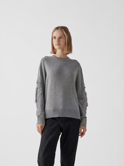 Barrie Pullover mit Lochstrick-Muster Mittelgrau Melange 4