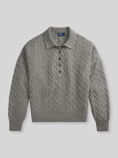 Polo Ralph Lauren Sweter o kroju loose fit z mieszanki wełny z domieszką kaszmiru Grafitowy melanż 2