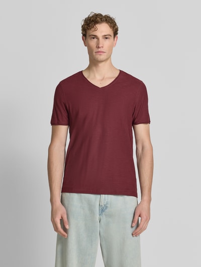 MCNEAL t-shirt z dekoltem w serek i zrolowanym brzegiem Ciemnoczerwony 4