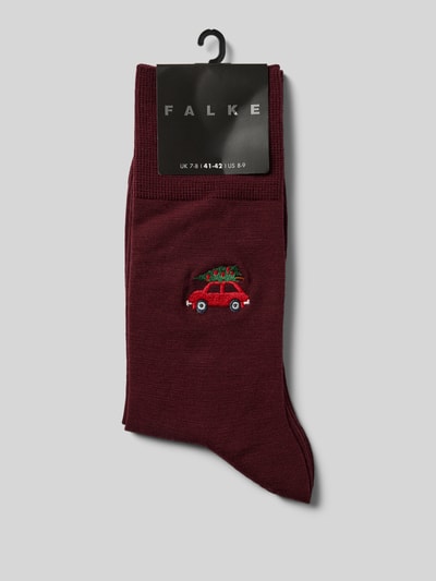 Falke Socken aus Schurwoll-Mix mit Motiv-Stitching Bordeaux 3
