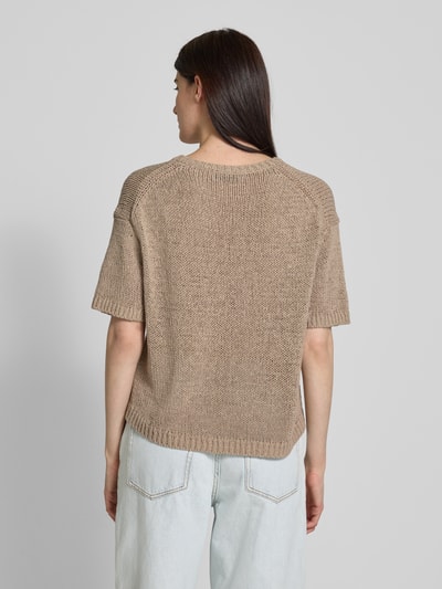 Marc O'Polo Loose Fit Strickpullover aus Baumwoll-Mix mit kurzem Arm Sand 5