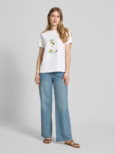 comma T-shirt z nadrukowanym motywem Złamany biały 1