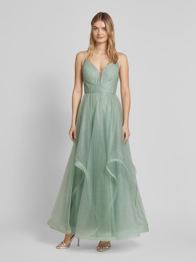 Jake*s Cocktail Abendkleid mit Effektgarn Khaki Melange 4