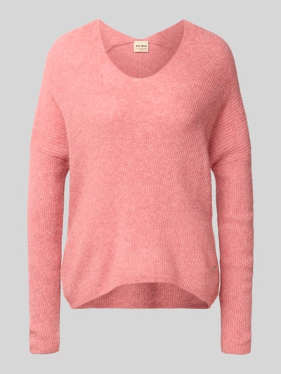 Produktfoto, Regular Fit Pullover aus Woll-Alpaka-Mix Modell 'Thora' von MOS MOSH in Rosa, Strick-Optik, Rundhalsausschnitt, Damen, Rückenlänge 63 cm, Ärmellänge 77 cm