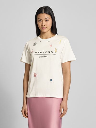 Weekend Max Mara T-shirt met labelstitching, model 'OLGA' Wit - 4