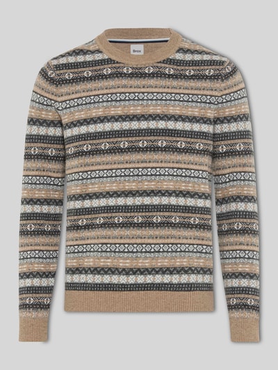 Brax Kaschmirpullover mit Rundhalsausschnitt Modell 'Rick' Mittelbraun 2