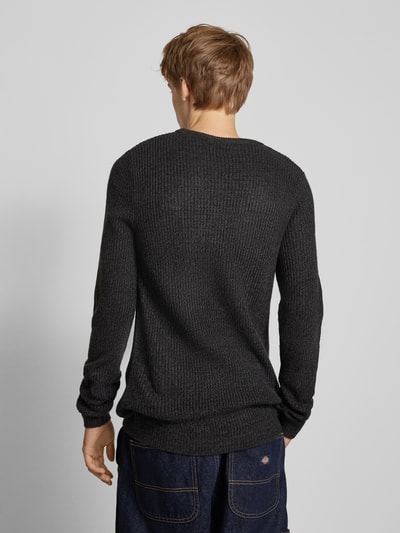 Jack & Jones Gebreide pullover met ronde hals, model 'LEWIS' Antraciet gemêleerd - 5