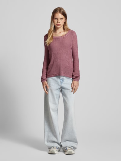 Only Gebreide pullover met ronde hals, model 'GEENA' Oudroze - 1