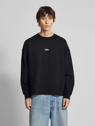 Hugo Blue Oversized Sweatshirt mit Label-Print Modell 'Naviu' Black 4