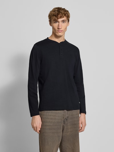 Blend Bluzka z długim rękawem i krótką listwą guzikową model ‘BRAT’ Czarny 4