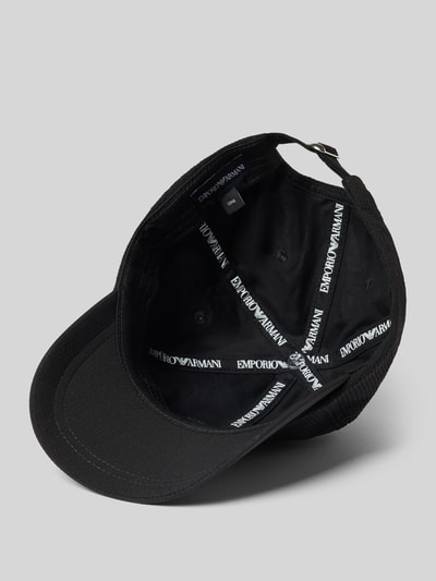 Produktfoto, Basecap mit Label-Applikation von Emporio Armani für Herren aus schwarzem Material-Mix mit Stretch-Anteil, verstärkter Schirm, Größenverstellbar